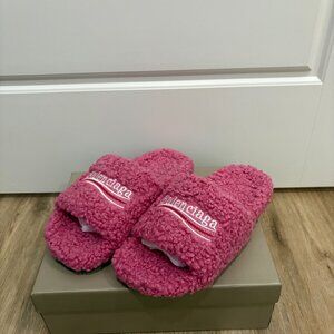 Balenciaga Fur Slides | pink | Brand New